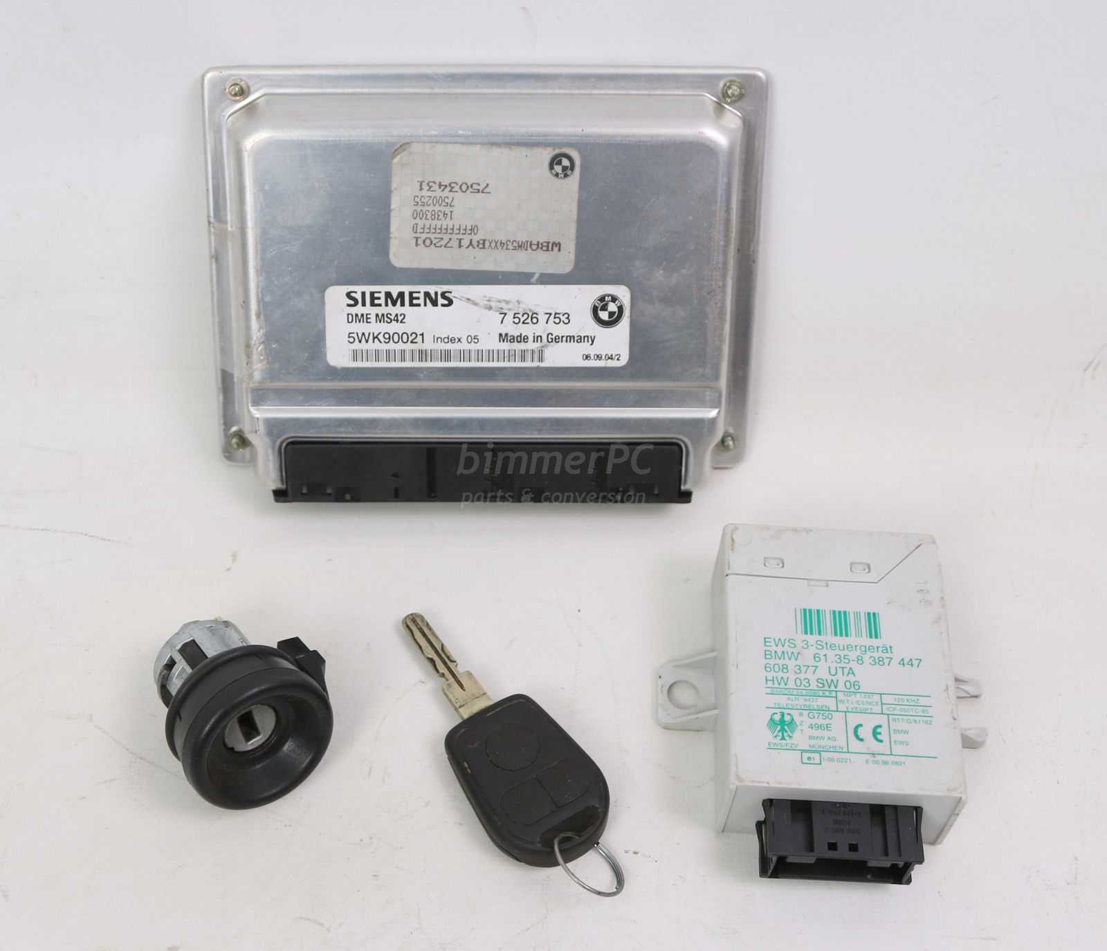 Picture of BMW 12147500255 Siemens DME MS42 EWS Key Set M52tu E39 528i E46 for sale