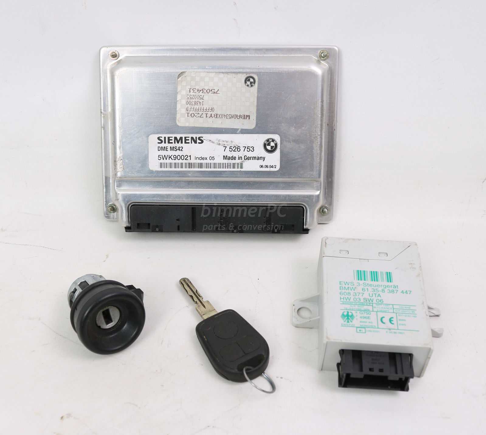 Picture of BMW 12147500255 Siemens DME MS42 EWS Key Set M52tu E39 528i E46 for sale