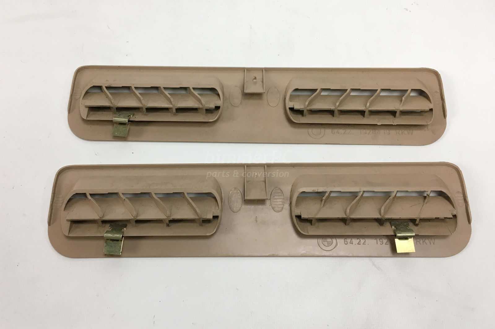 Picture of BMW 64221974499 Natural Tan Rear Floor Lower Vent Trims Covers Beige E34 E32 Early for sale
