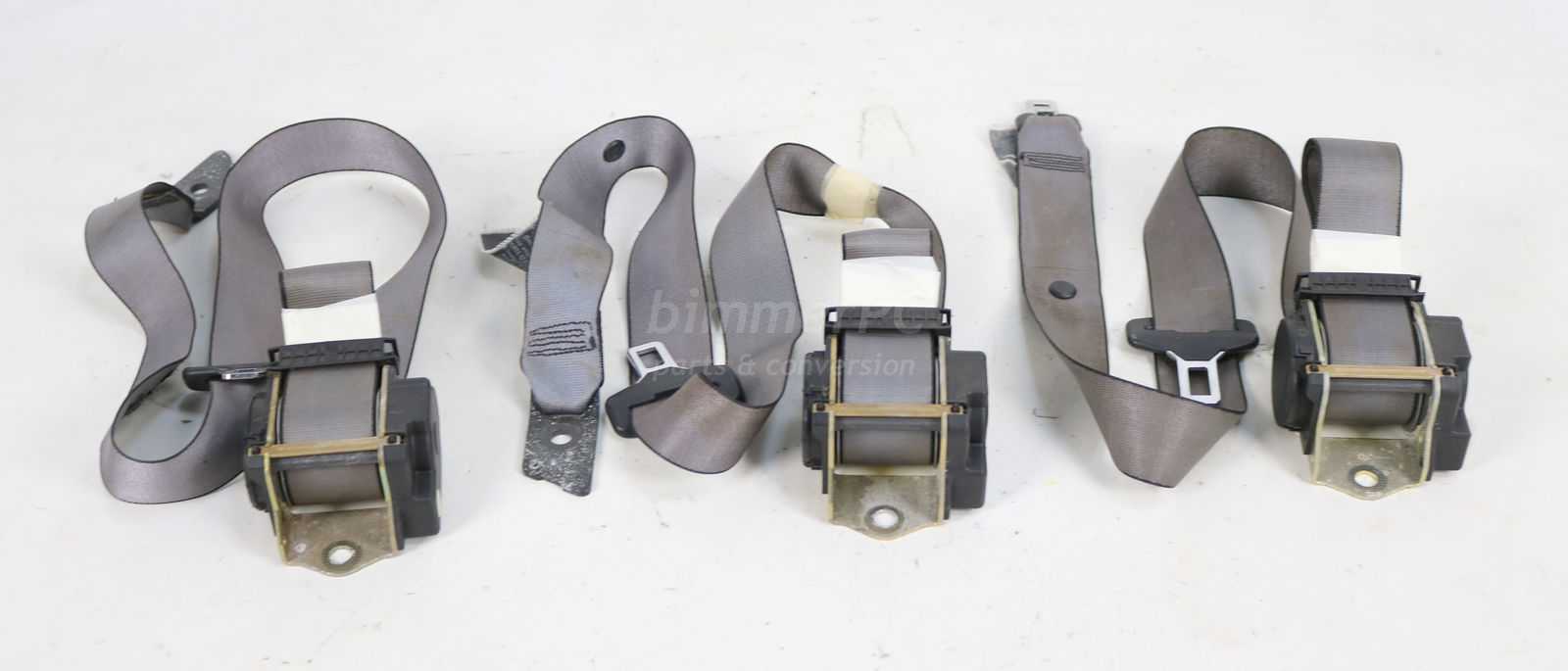 Picture of BMW 72118198484 Gray Rear Seat Belts Buckles Set w Through Loading Fold Down E39 for sale