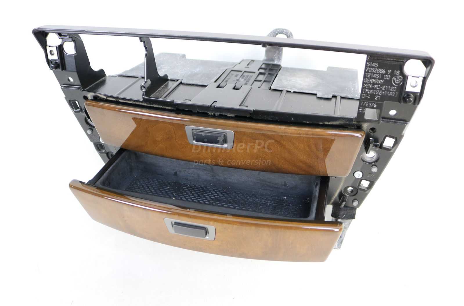 Picture of BMW 51457148982 Center Console Storage Drawers Cubbies Light Ash Wood Trim E65 E66 Late for sale