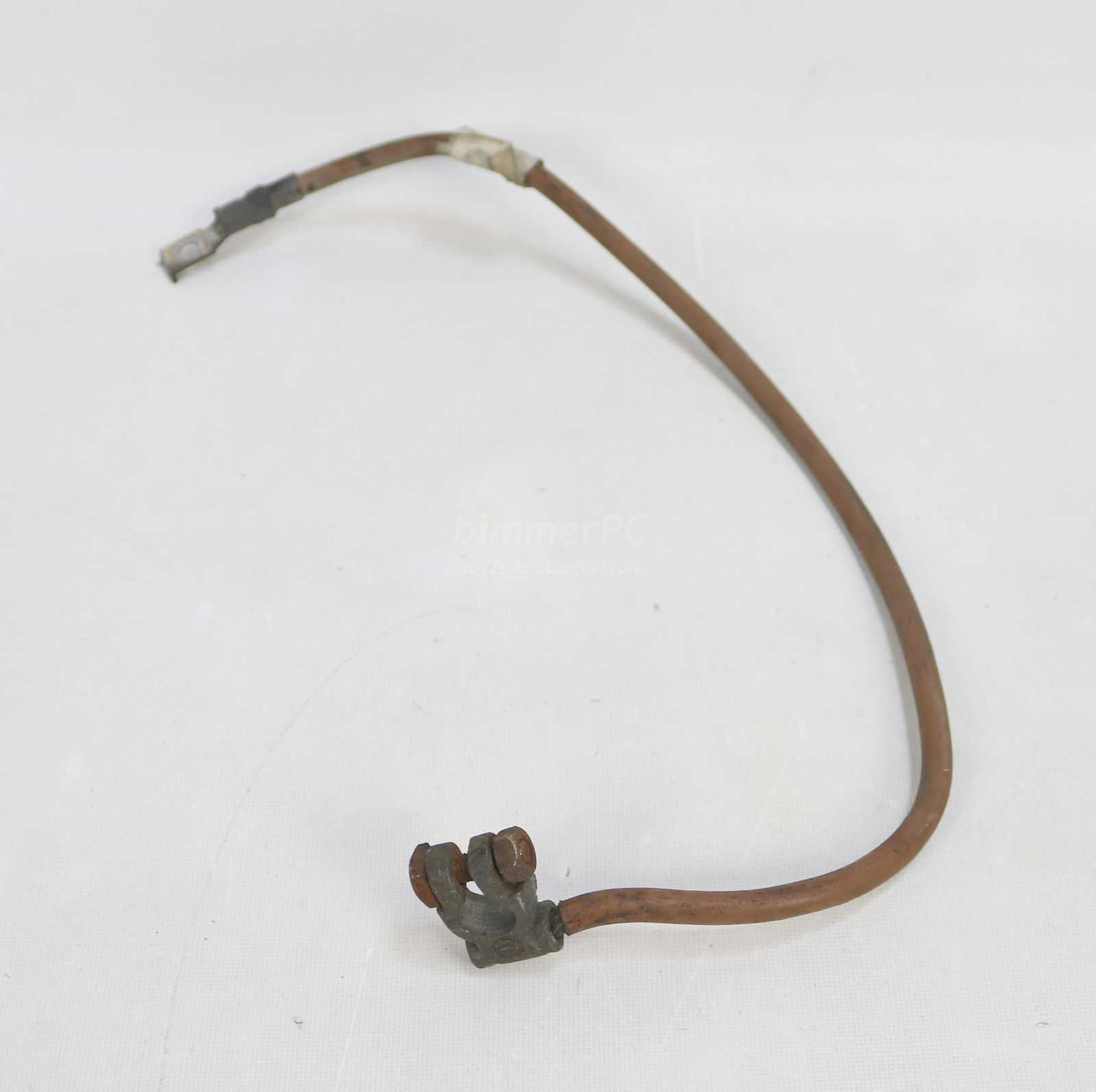 Picture of BMW 12421719728 Underhood Battery Grounding Cable Brown Wire w Terminal M20 M50 E34 525i Early for sale